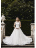 Ivory Lace Tulle Sheer Buttons Back Latest Wedding Dress